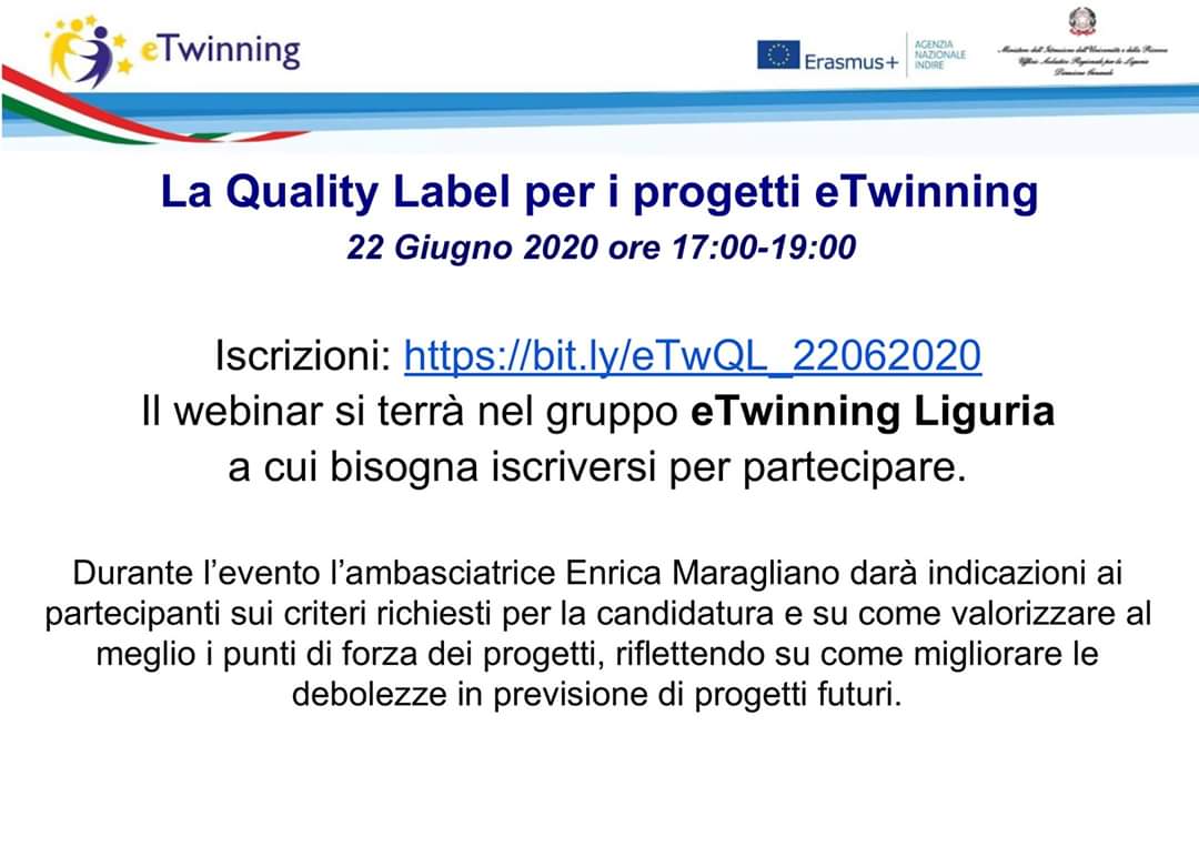 La Quality Label per i progetti etwinning La Quality Label per i progetti etwinning